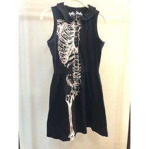 Goth Skeleton Sleeveless Button Front Skater Dress